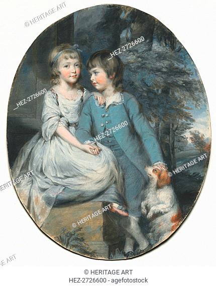 Cropley Ashley-Cooper (Later 6th Earl of Shaftesbury) with His Sister.., c. 1776. Creator: Daniel Gardner (British, c. 1750-1805)