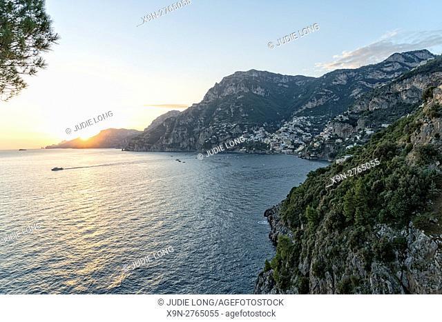 Looking East at the Village of Positano, Amalfi Coast, Italy