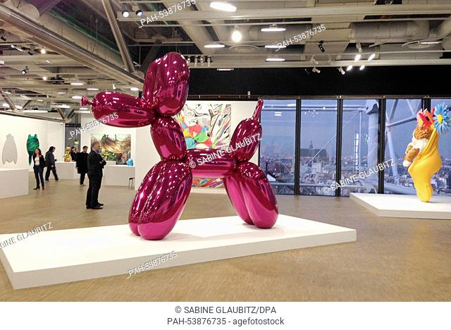 The giant sculpture ""Balloon Dog"" by artist Jeff Koons is on display in the Centre Pompidou in Paris, France, 25 November 2014