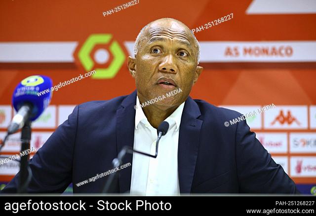 Monaco, Monte-Carlo - August 06, 2021: French L1 Football Match AS Monaco vs. FC Nantes Press Conference at the Louis II Stadium with Nantes Head Coach Antoine...