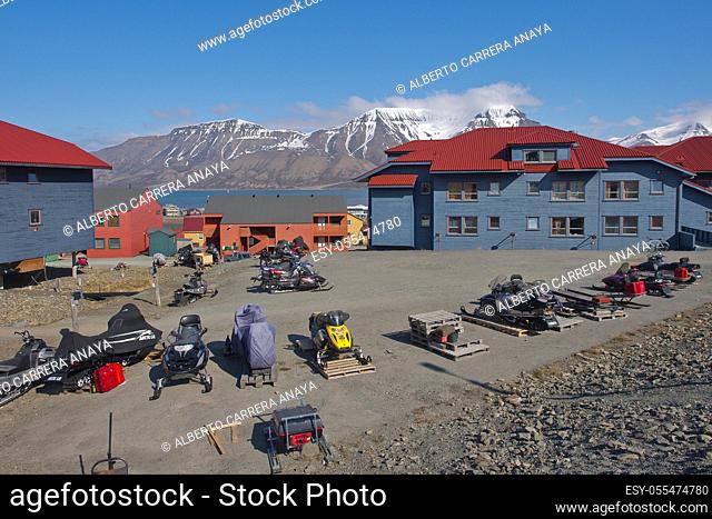 Colorful Houses, Longyearbyen, Arctic, Spitsbergen, Svalbard, Norway, Europe