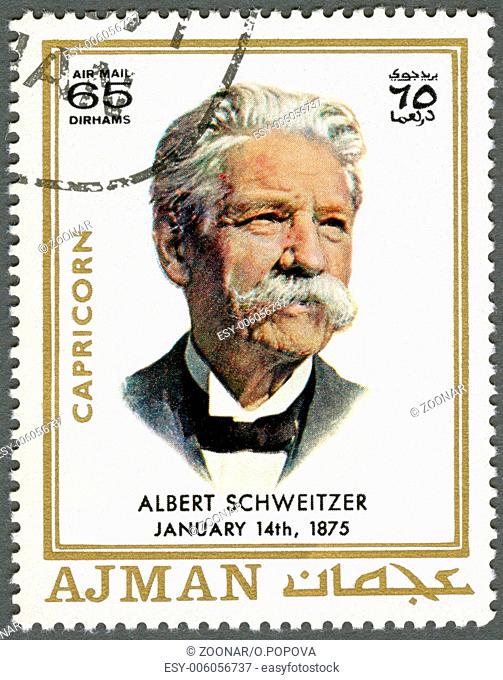 AJMAN - 1970: shows Albert Schweitzer (1875-1965)