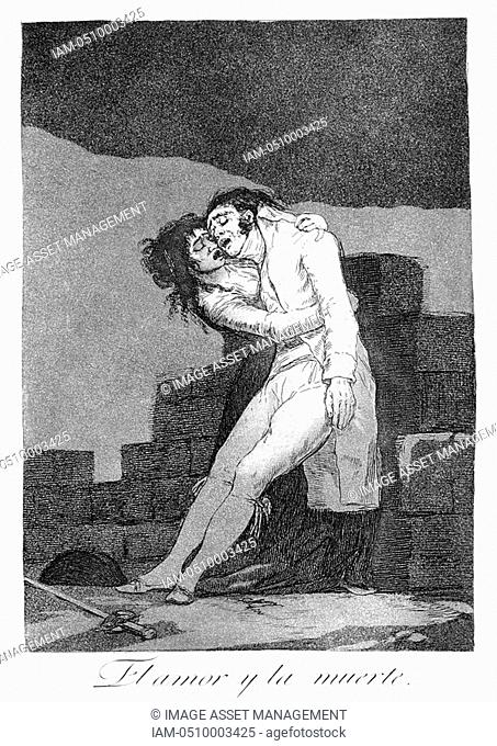 Love and death', 1799  Plate 10 of 'Los caprichos'  By Francisco Jose de Lucientes y Goya