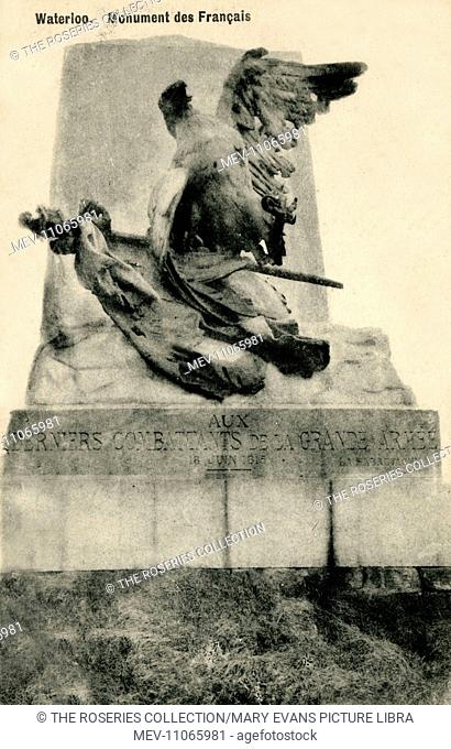 Waterloo, Belgium - a French monument at the site of the Battle of Waterloo, showing the regimental eagle that was the standard of Napoleon and his troops