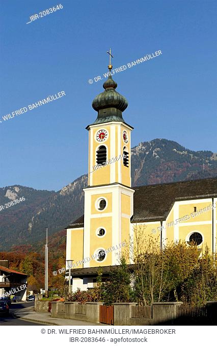 Parish church of Saint Martin, Unterwoessen, Upper Bavaria, Germany, Europe
