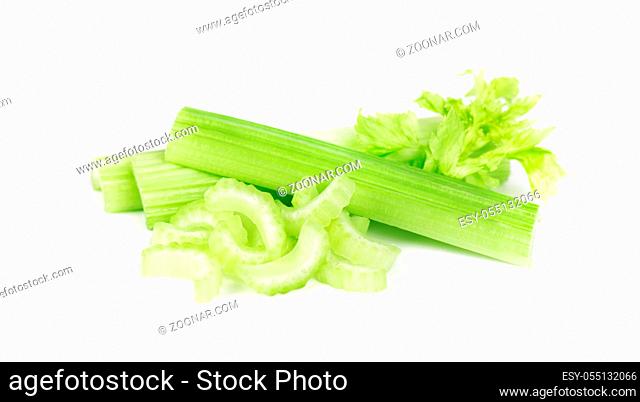 Celery green fresh isolated on white background