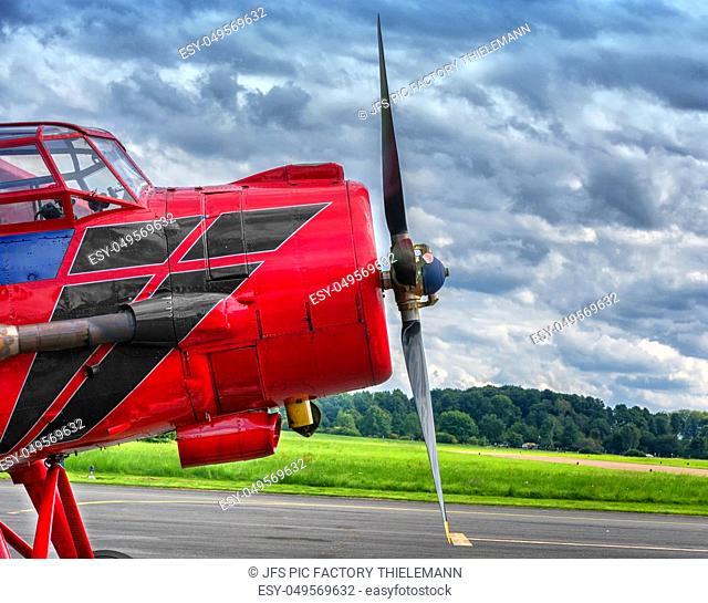 Vintage biplane propeller aircraft Antonov AN