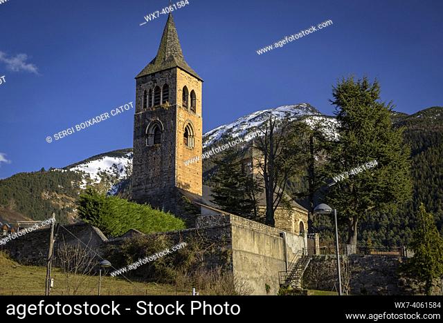 Sant Felix de Vilac Church in a winter afternoon (Aran Valley, Catalonia, Spain, Pyrenees)