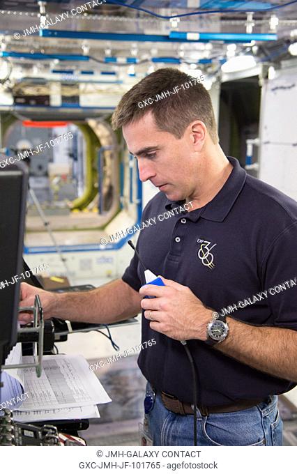 NASA astronaut Chris Cassidy, Expedition 3536 flight engineer, participates in a routine operations training session in an International Space Station...