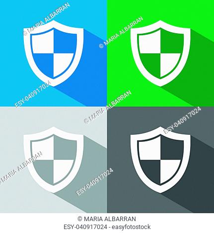High security shield icon with shade on colored backgrounds