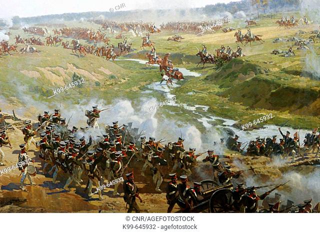 Painting depicting the Battle of Borodino. Moscow, Russia