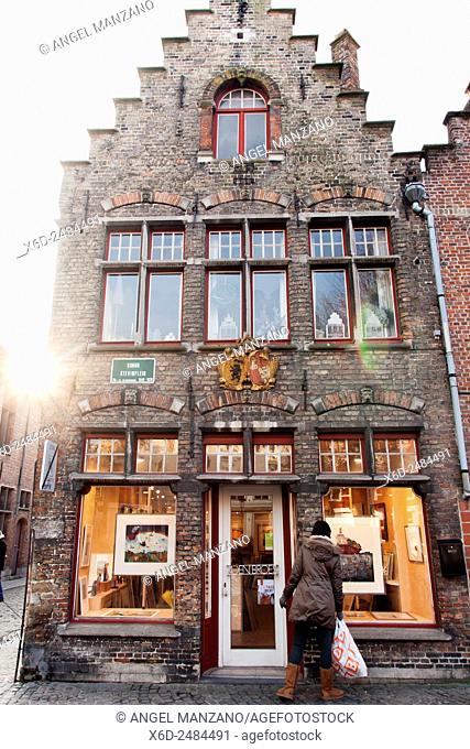 Typical street in Bruges, Belgium