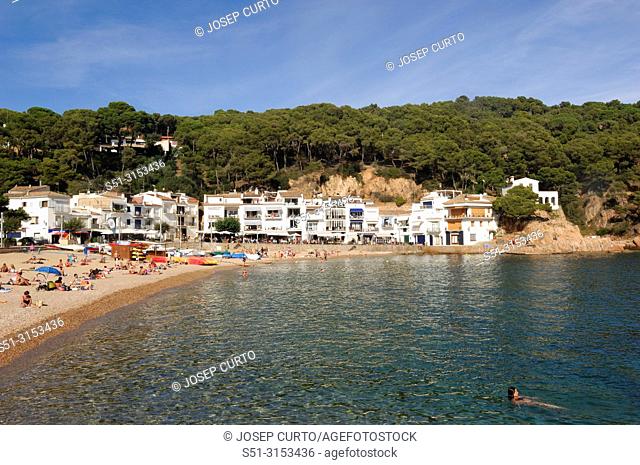 beach of Tamariu, Palafrugell, Costa Brava, Girona province, , Catalonia, Spain