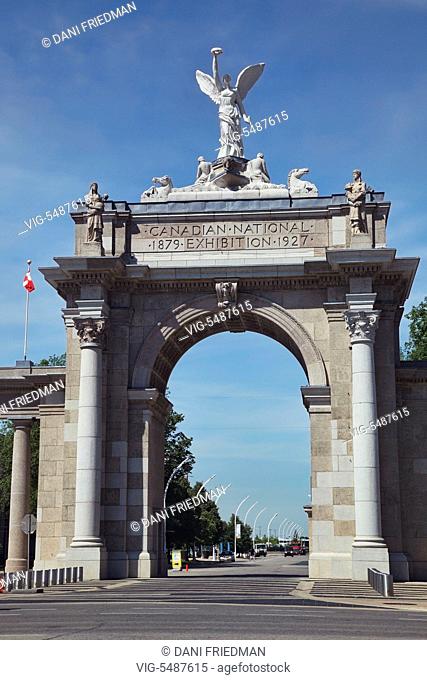 Princes' Gates at Exhibition Place in Toronto, Ontario, Canada. The Princes' Gates were officially opened by Princes Edward, Prince of Wales on August 31, 1927