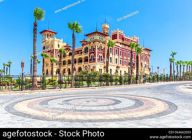 Montaza Palace full view, famous architectural complex of Alexandria, Egypt