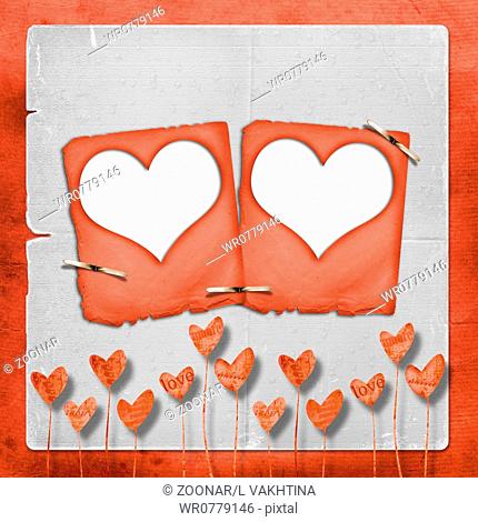 Card for congratulation or invitation with hearts