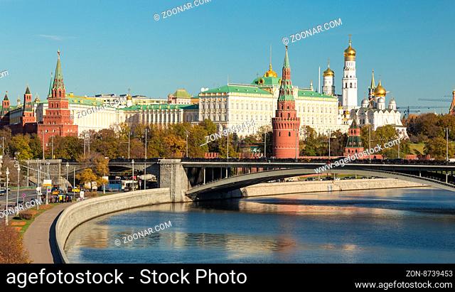 Moscow, Russia - October 29, 2015: Moscow Kremlin and Moskva river