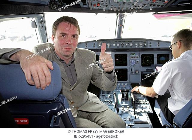 Wizz Air CEO József Váradi at the Cockpit of an Airbus A 320