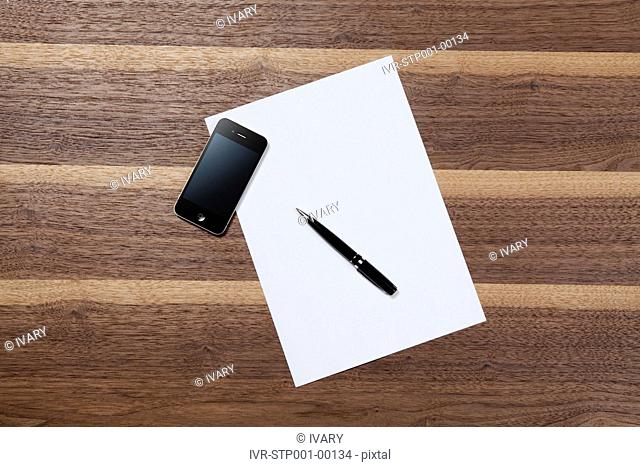 Mobile With Paper And Pen