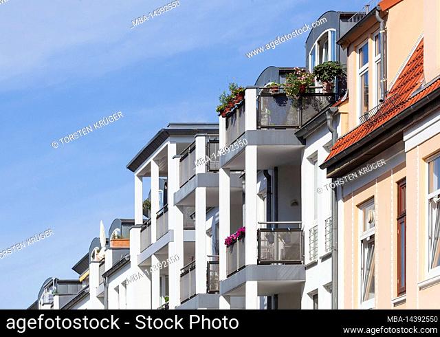 White modern residential buildings, Bremen, Germany, Europe