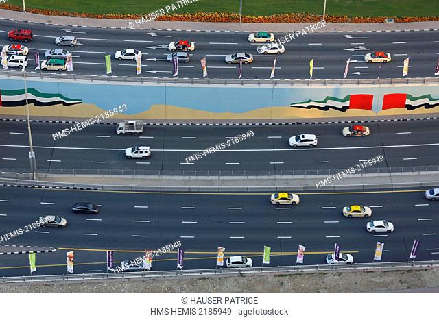 United Arab Emirates, Dubai, Sheikh Zayed Road, Main road 558 km long