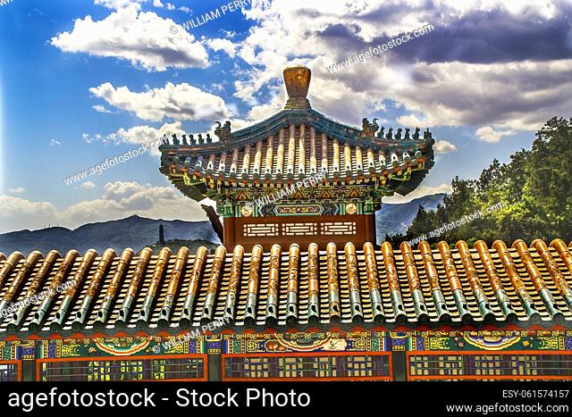 Colorful Ornate Gate Wall Longevity Hill Summer Palace Beijing China