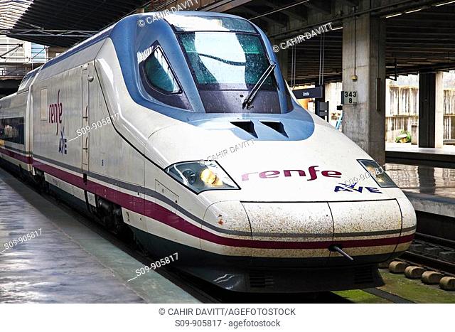 Spain, Andalucia, Cordoba, Vista Hermosa, the high speed RENFE AVE train in Cordoba main railway Station
