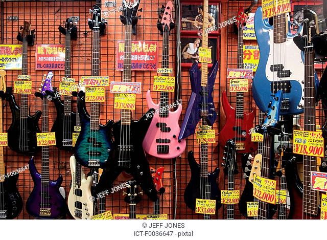 Japan, Tokyo, Ochanomizu, guitars