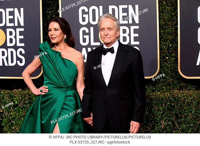 Catherine Zeta-Jones and Michael Douglas attend the 76th Annual Golden Globe Awards at the Beverly Hilton in Beverly Hills, CA on Sunday, January 6, 2019