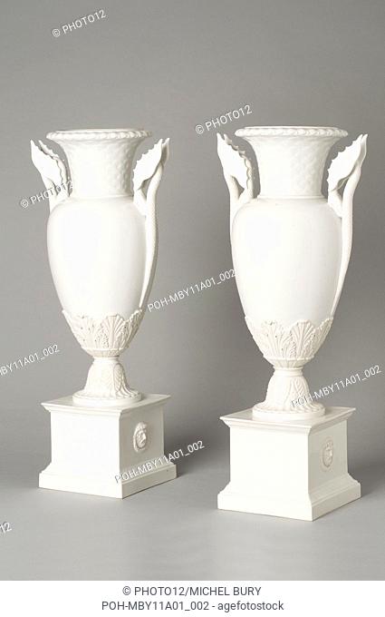 Attributed to the manufacture de Nast Pair of vases, baluster-shaped Beginning of the 19th Century White soft enameled porcelain (height 60 cm) Private...
