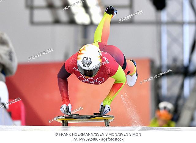 Anna FERNSTAEDT (GER), .Start, Aktion, .Skeleton Women / Frauen, Training, .Olympic Sliding Center, .am 12.02.2018, .Olympische Winterspiele 2018, vom 09