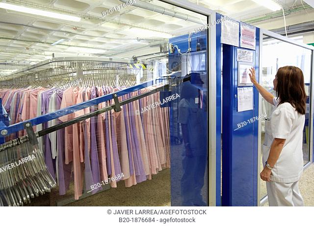 clothing automated warehouse, Lingerie laundry, Hospital Donostia, San Sebastian, Gipuzkoa, Basque Country, Spain