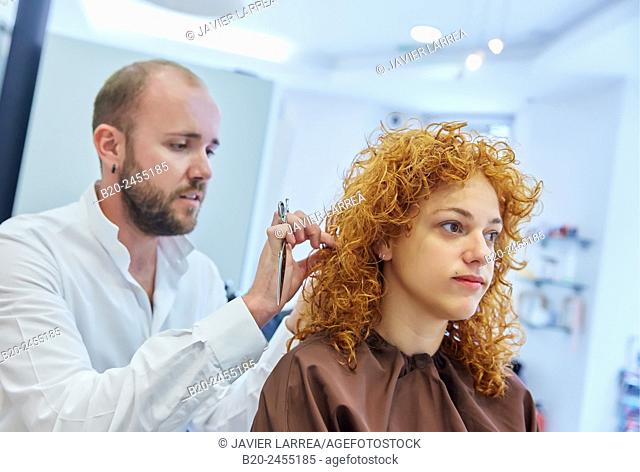 Hairdresser cutting customer's hair. Hairdressing salon and Beauty Clinic