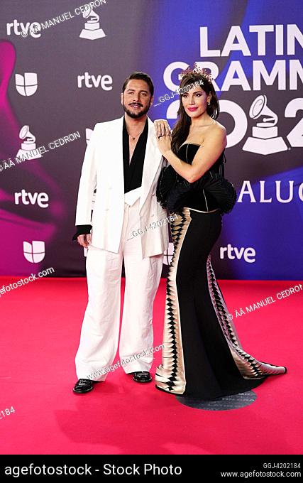 Manuel Carrasco, Almudena Navalon attends the red carpet during the 24th Annual Latin GRAMMY Awards at FIBES on November 16, 2023 in Seville, Spain