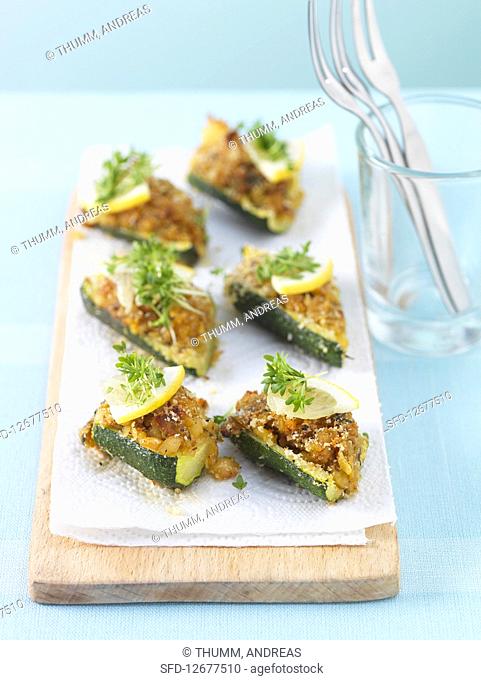 Stuffed courgette with lemon and cress