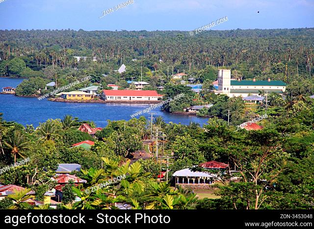 Town on the ocean coast in Upolu island, Samoa