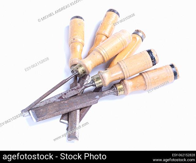 Wood chisels isolated on a white background