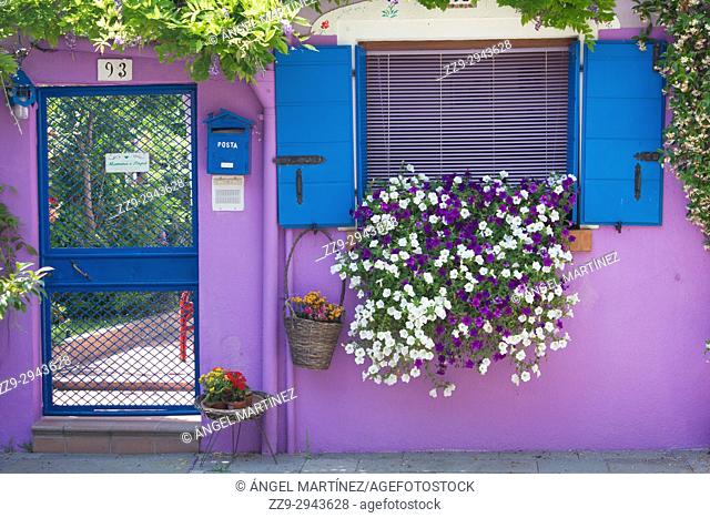 Purple and blue facade. Burano, Venice, Italy
