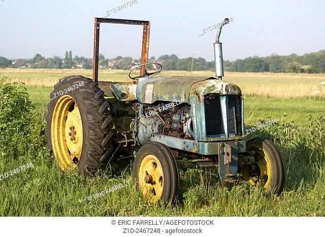 old tractor . Norfolk Broads England UK
