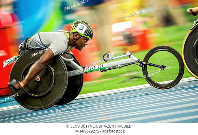Alhassane Balde of Germany competes in the Men's 5000m - T53/54 during the Rio 2016 Paralympic Games, Rio de Janeiro, Brazil, 09 September 2016