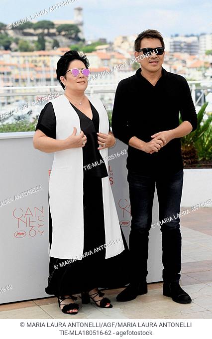 Jaclyn Jose, the director Brillante Mendoza during the photocall of film Ma' Rosa at 69th Cannes Film Festival, Cannes, FRANCE-18-05-2016