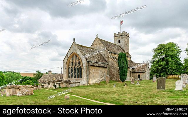Great Britain, Oxfordshire, Swinbrook near Burford, Church of St. Mary the Virgin, church built around 1200