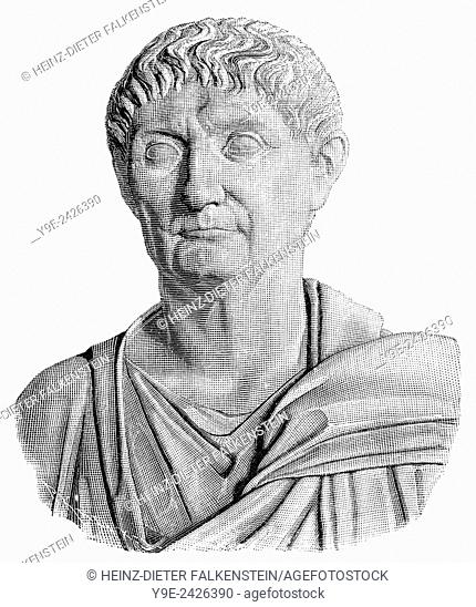 Diocletian or Gaius Aurelius Valerius Diocletianus Augustus, 245 - 311, Roman emperor from 284 to 305,