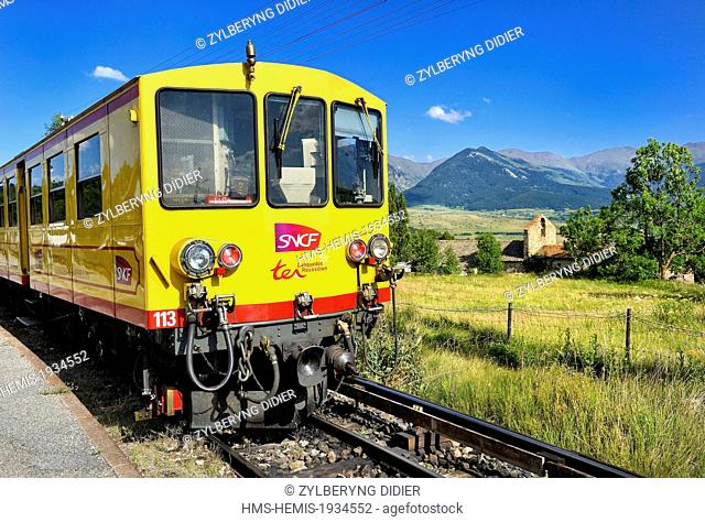 France, Pyrenees Orientales, Odeillo, Le Train Jaune, at the station