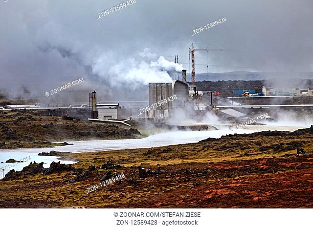 Hochtemperaturgebiet Gunnuhver mit dem Geothermalkraftwerk Sudurnes, Reykjanes, Suedwestisland, Island, Europa