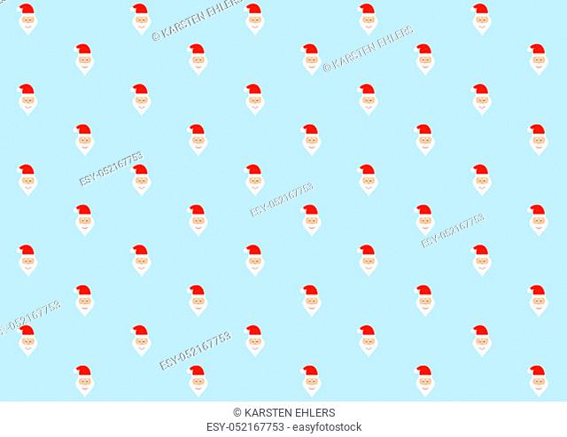 Light blue christmas wrapping paper with santa heads