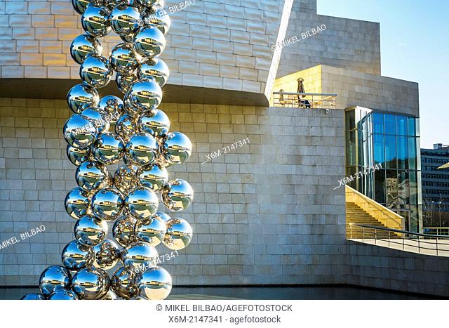 Guggenheim Museum and spheres sculpture. Bilbao, Spain