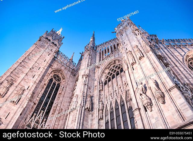 Milan, Italy. Amazing view of Milano Duomo, the Cathedral at sunset