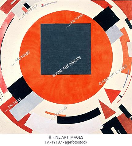 Proun. Lissitzky, El (1890-1941). Pencil, Gouache and ink on paper. Constructivism. ca 1923. Van Abbemuseum, Eindhoven. Graphic arts