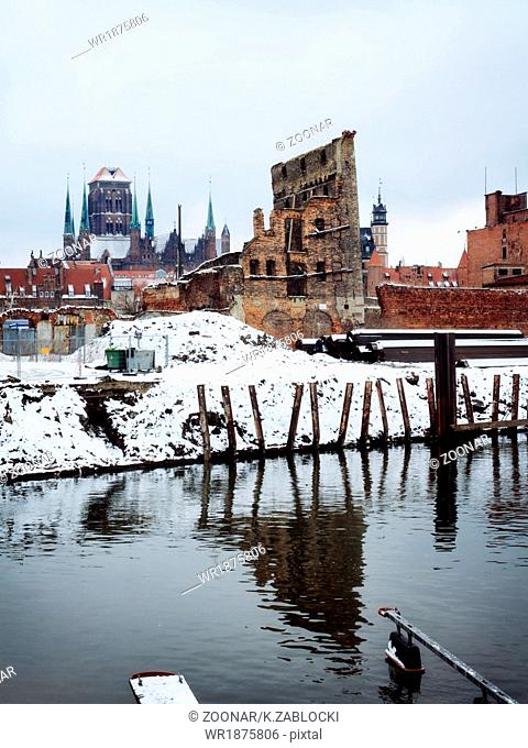 Ruins of old town in Gdansk Poland